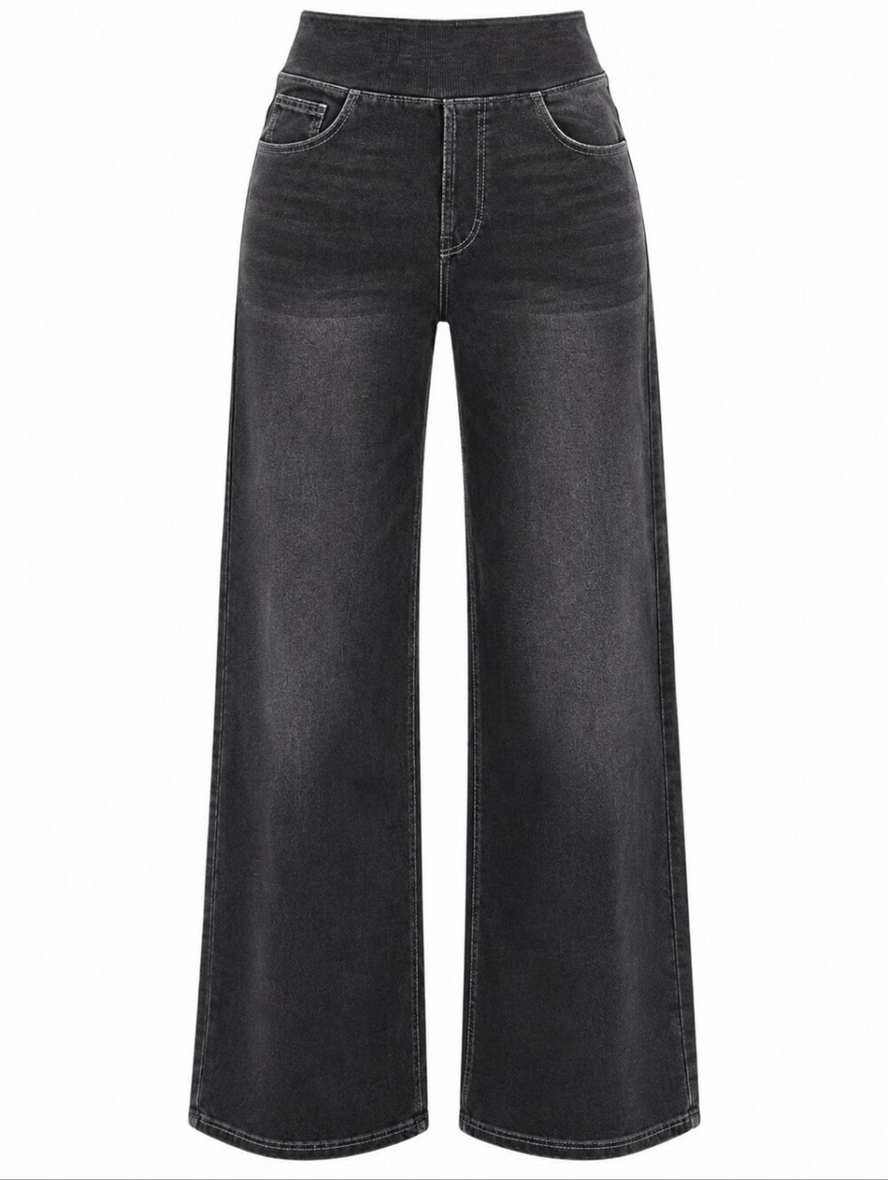 HALARA | Black High Rise Stretch Denim Wide Leg Pull On Jeans Pants | XXL